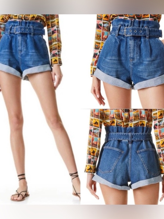 Alice + Olivia Pants - Alice + Olivia Jeans “Rosemary” High-Waisted Paperbag Belted Denim Shorts ❤️